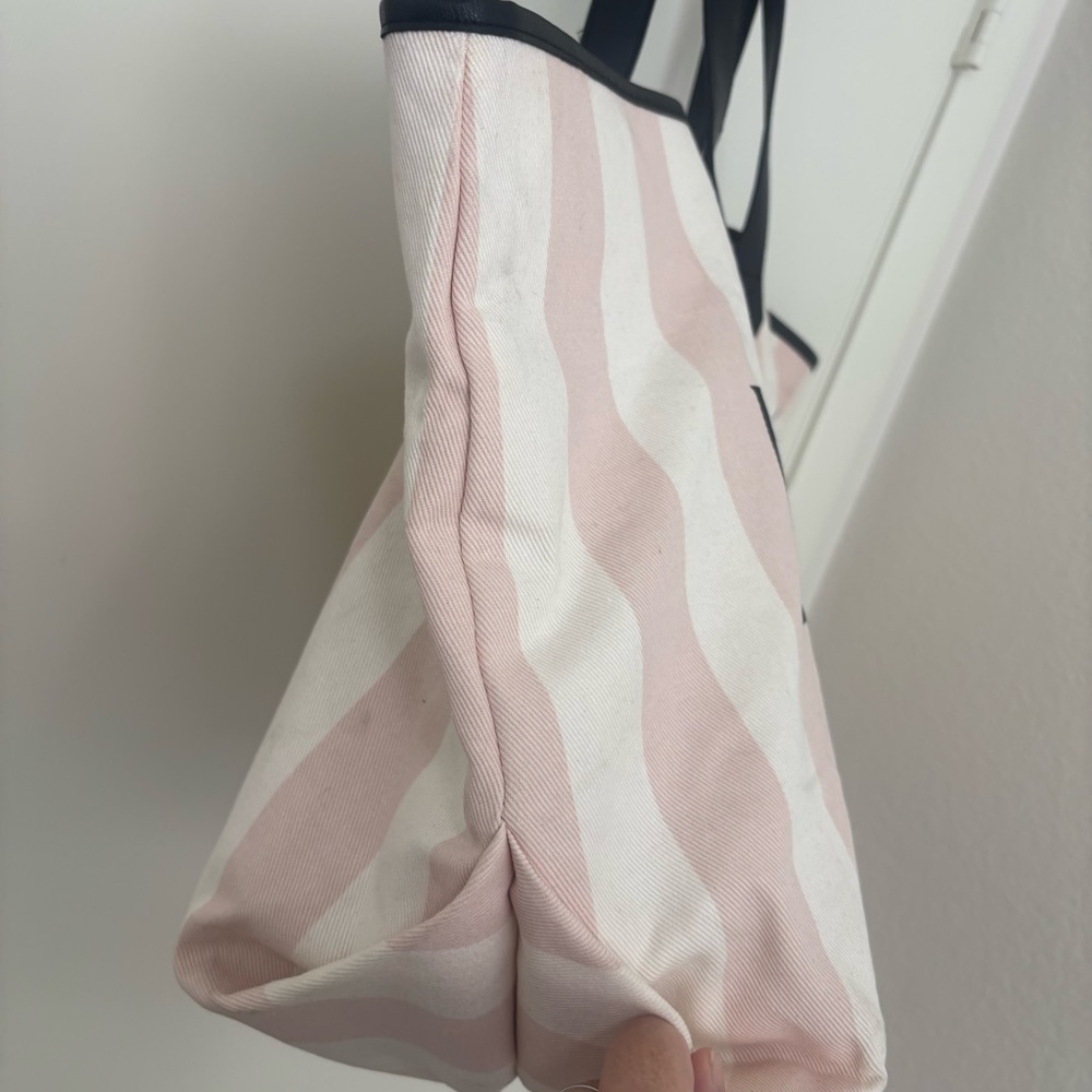 Victoria's Secret “Love” Pink and White Striped large Tote Bag - Picture 5 of 14